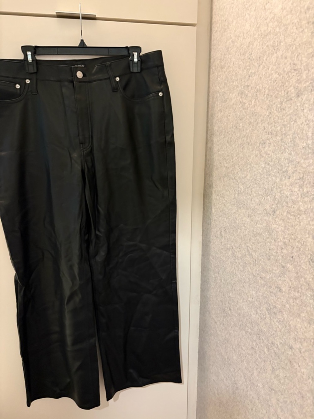 J. Crew Slim Wide-Leg Pant in Faux Leather. Size 32. New without tags.